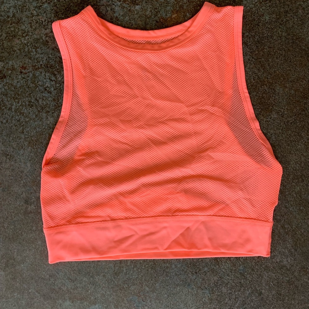 Hot orange mesh athletic top